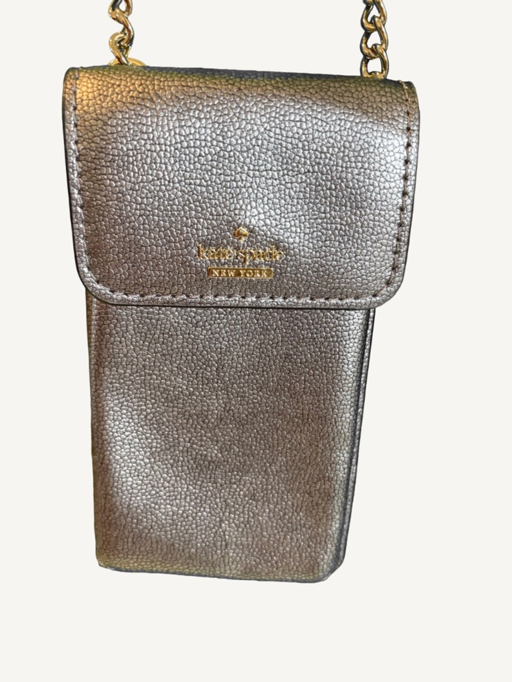 Kate Spade Metallic Silver Crossbody Purse | Chain Strap Mini Bag